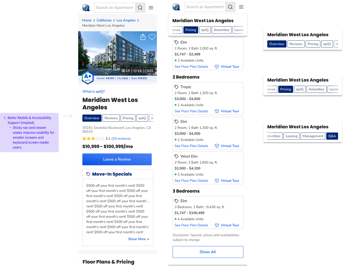 Mobile community page navigation